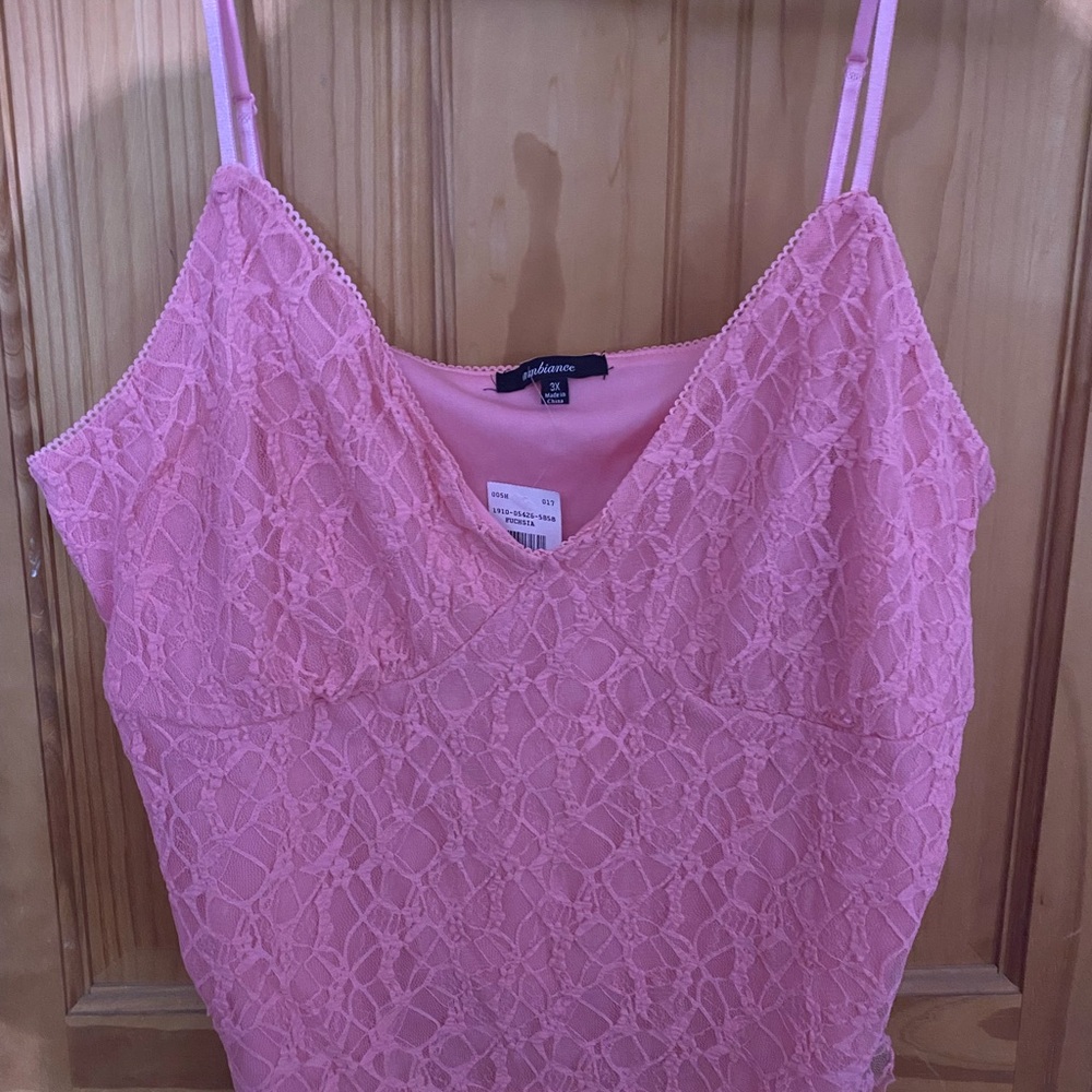 Ambiance Pink Lace-Trim Camisole Top